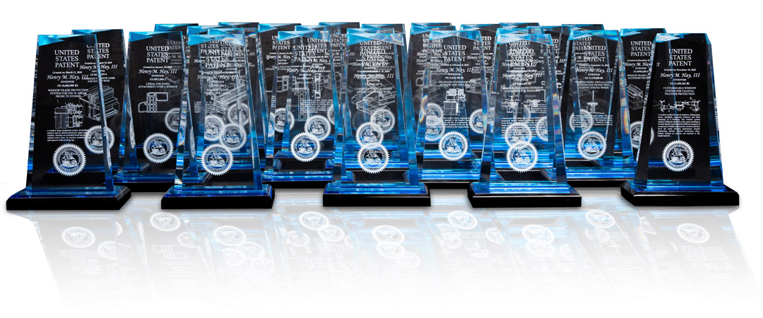 patent trophies clipped with shadows and slant